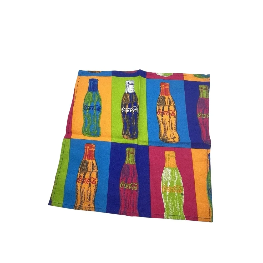 Coca-Cola Pop Art Bottle Print Tea Towel Napkin Official Licensed Product Multi